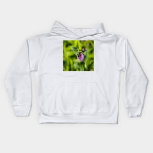 A Bee on a Purple Flower Kids Hoodie